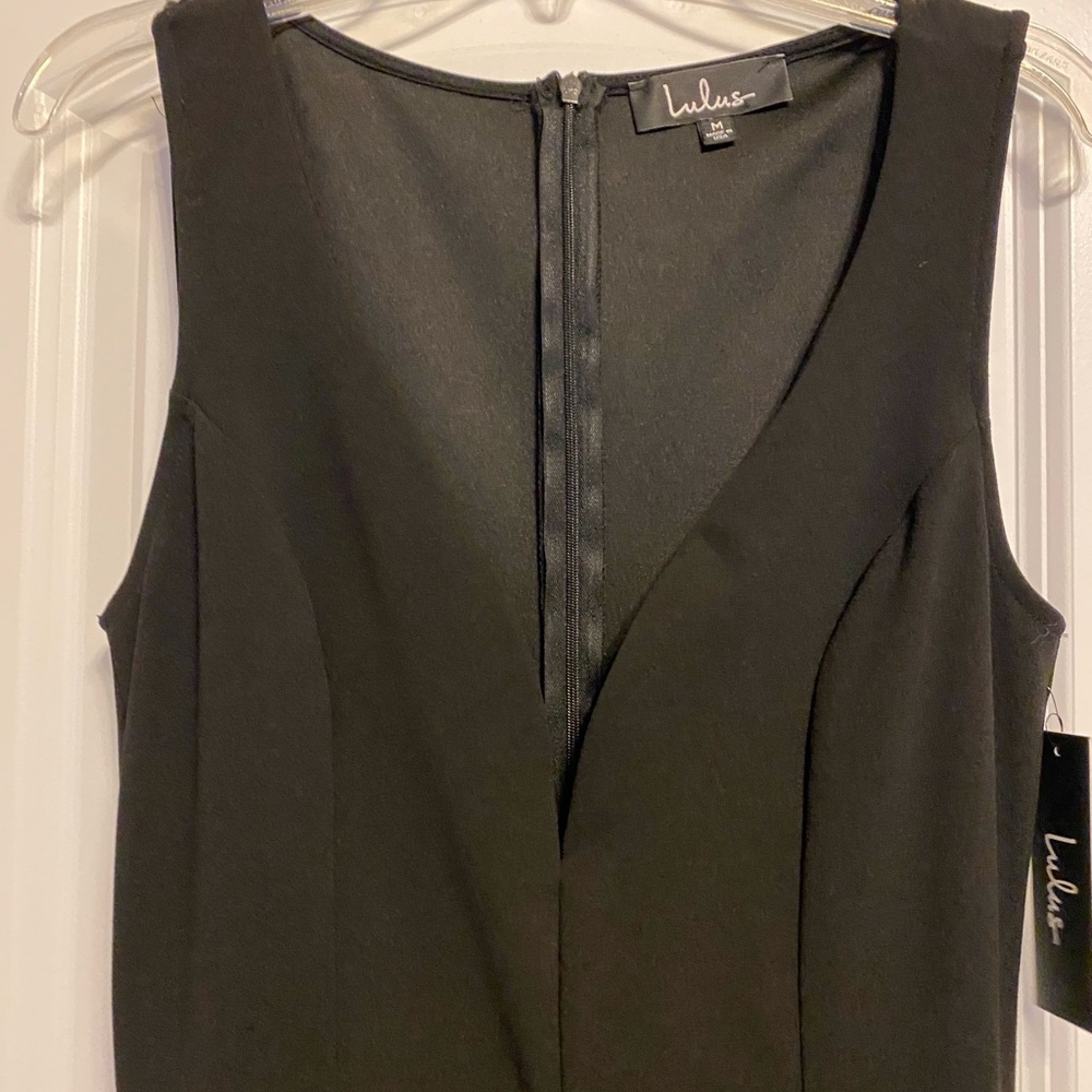 Black deep neck jump suit